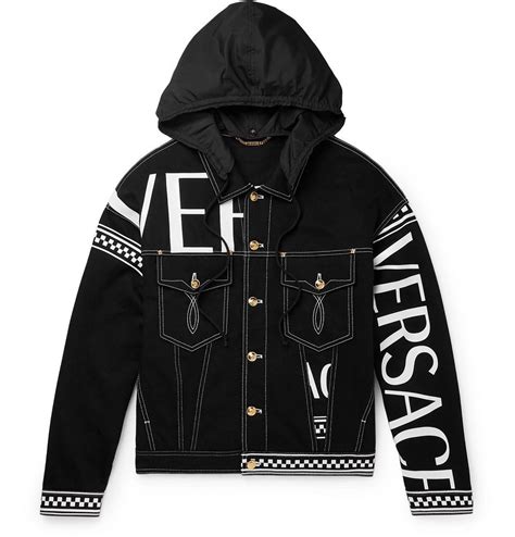 versace hooded sport jacket|Versace denim jacket.